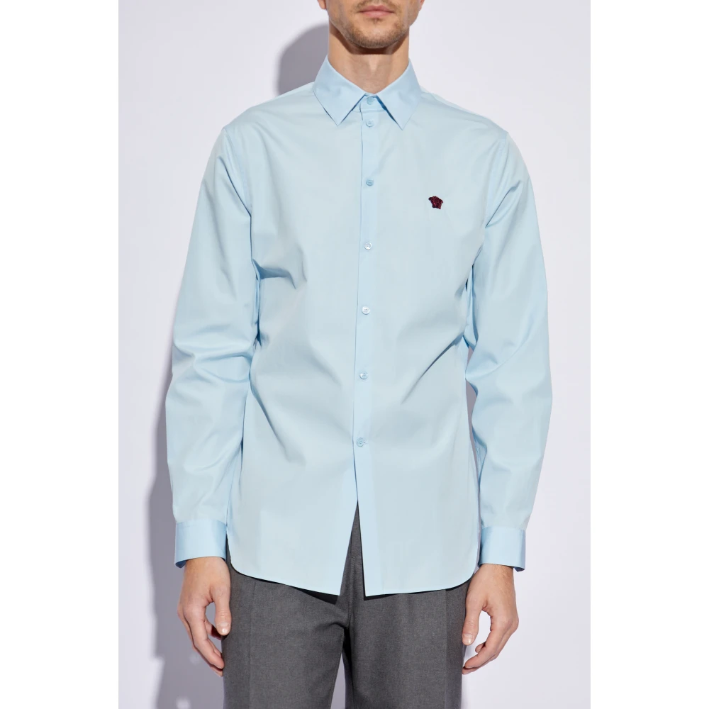 Versace Shirt met logo Blue Heren