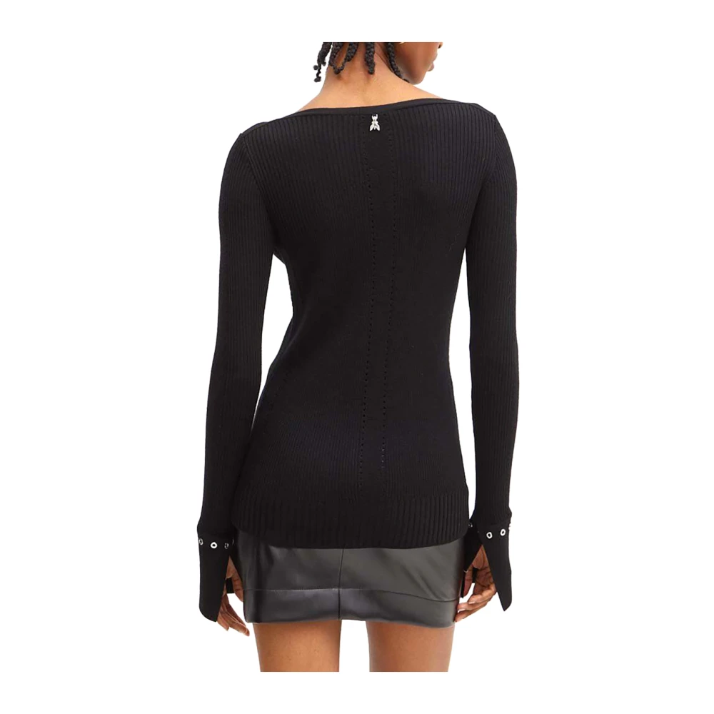 PATRIZIA PEPE Zwarte wollen ribtrui Black Dames