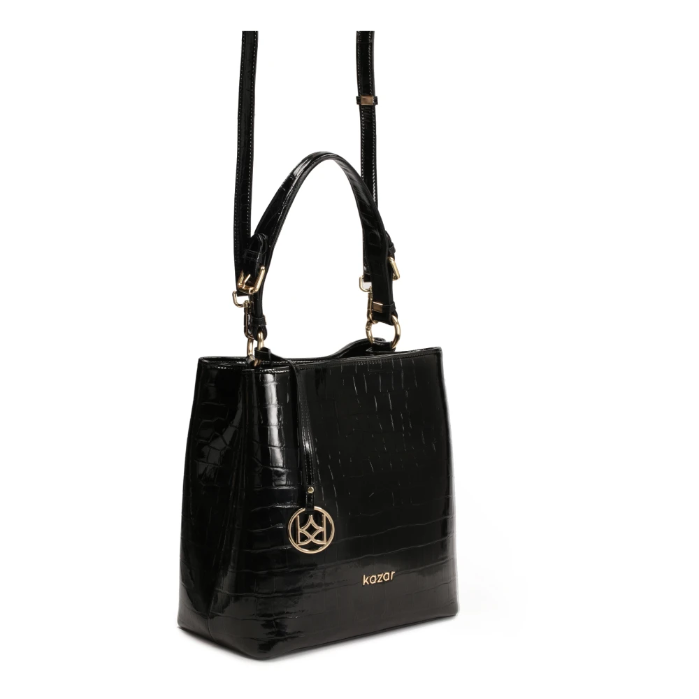 Kazar Elegante Geprinte Leren Handtas Black Dames