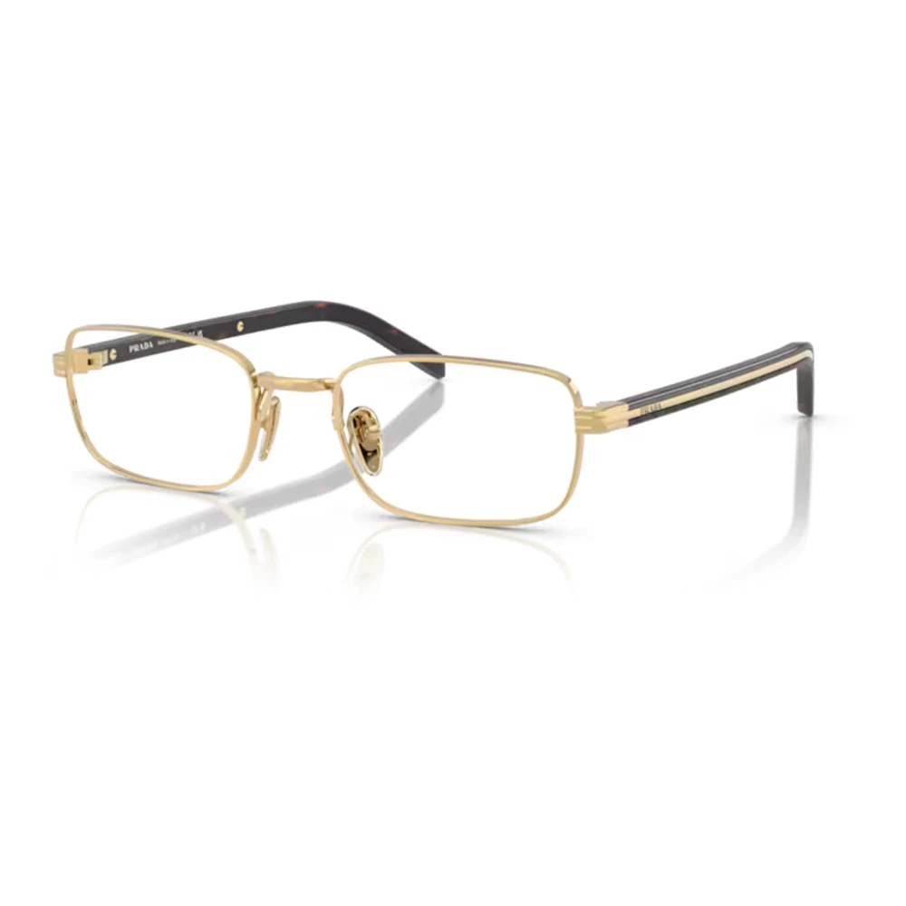 Prada Unisex Yellow Glasses, 52 Mm, Stylish Eyewear Frames In Shiny Gold
