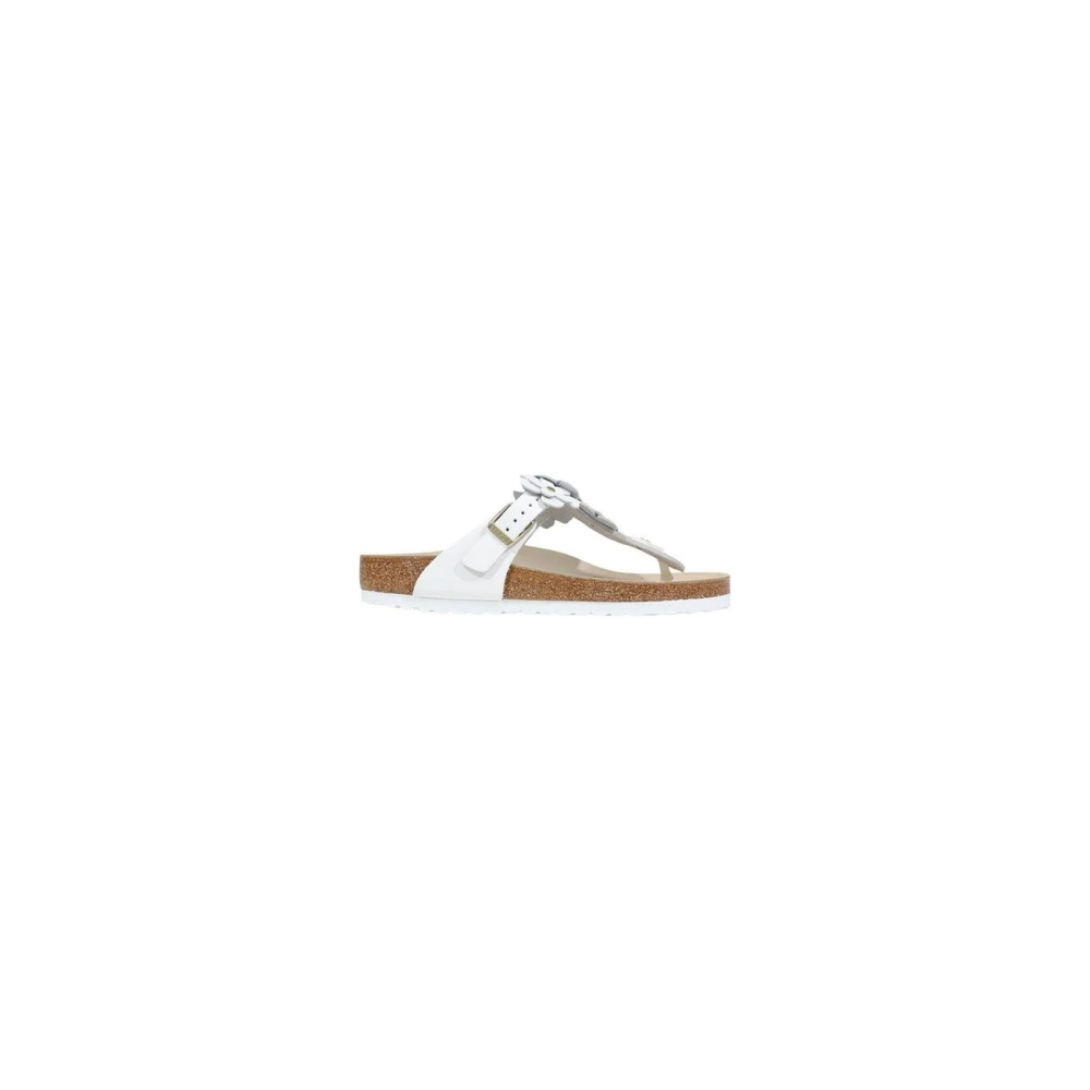 Birkenstock Women's White Flip Flops, 7 Uk, Leather Flat Sandals