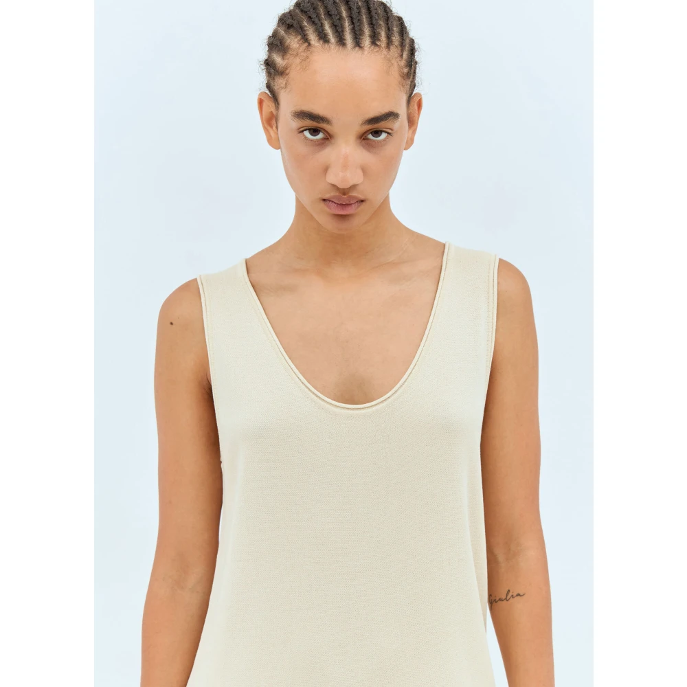 The Row Zijden Gebreide Garfield Midi Jurk Italië Beige Dames