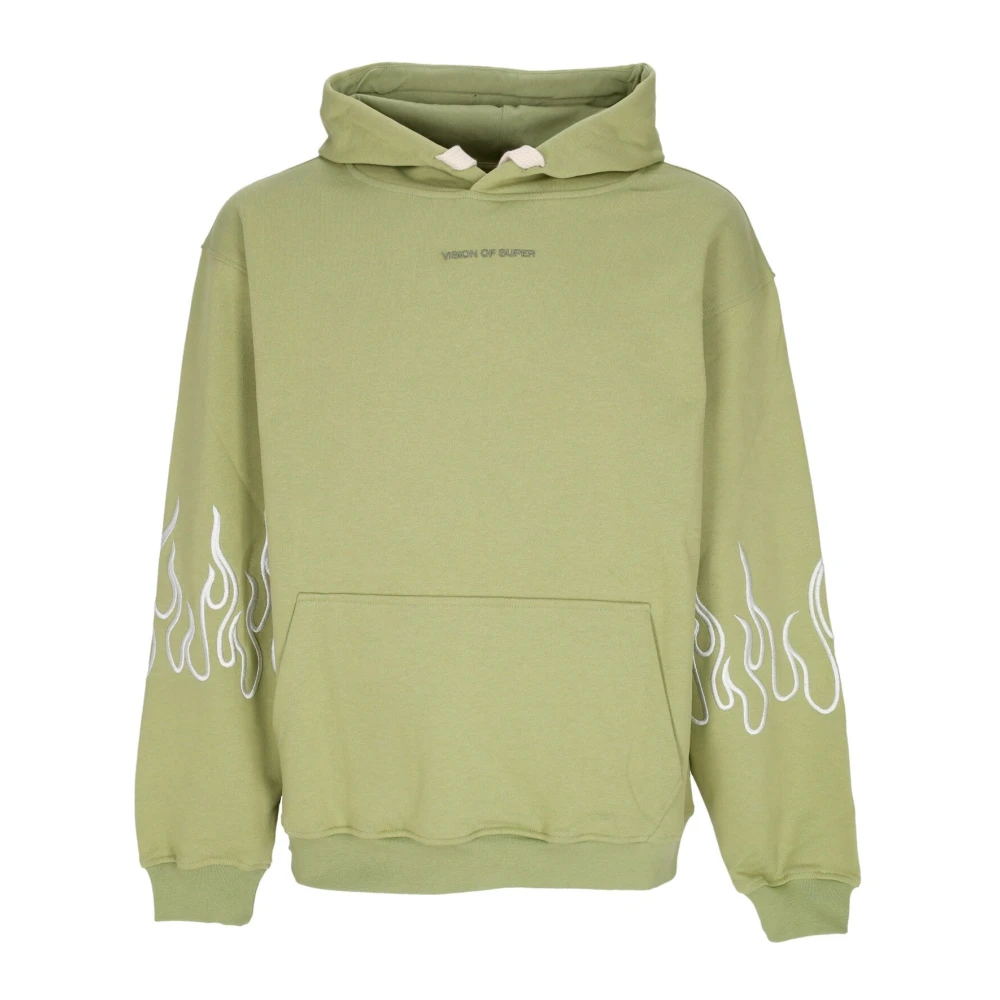 Vision OF Super Groene Flame Hoodie Lichtgewicht Sweatshirt Green Heren