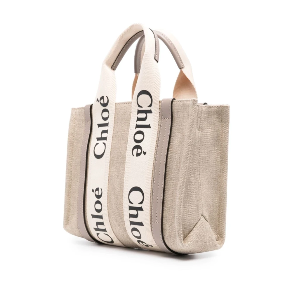 Chloé Grijze Linnen Canvas Leren Tas Gray Dames
