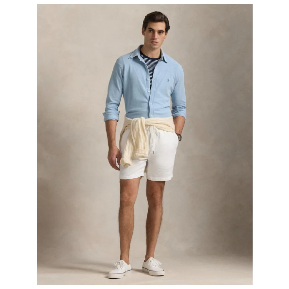 Polo Ralph Lauren Piqué Gebreid Overhemd Klassieke Stijl Blue Heren