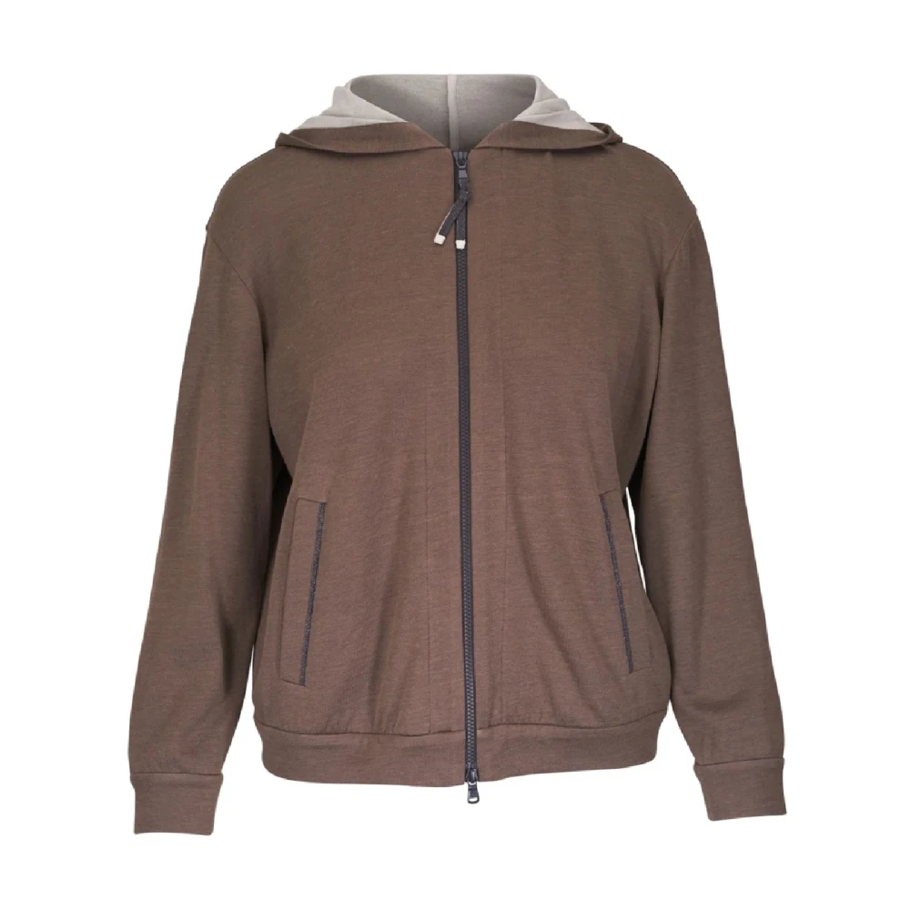 Brunello Cucinelli Women's Brown Knitwear Cardigan With Cap Sleeves
