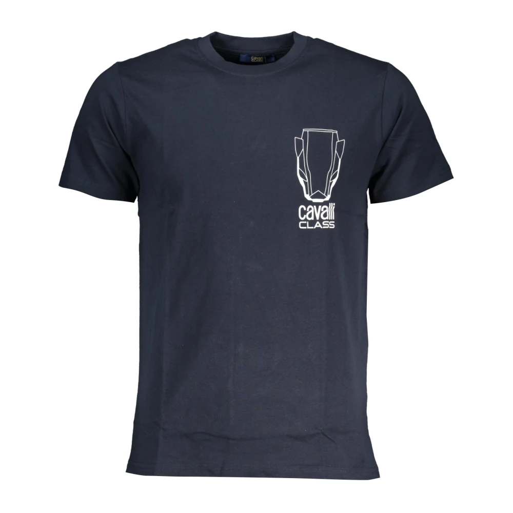 Cavalli Class Blauw T-shirt met korte mouwen en logo Blue Heren
