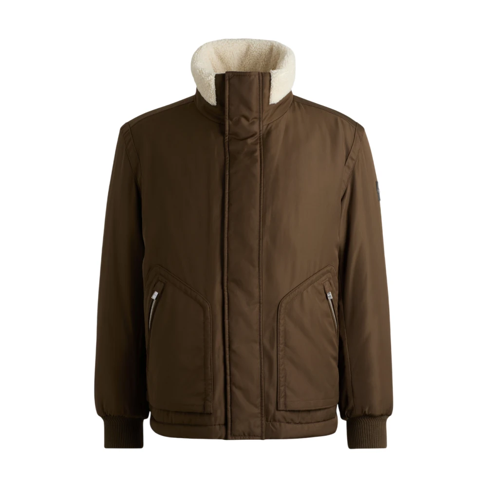 Hugo Boss Groene Jassen met Koreaanse Kraag Green Heren