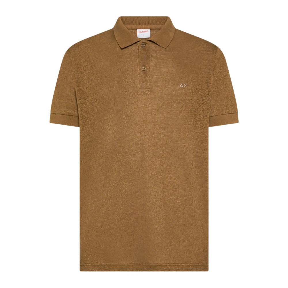 Sun68 Men's Brown Polo Shirts, 3XL, Polo Jersey Linen S/S