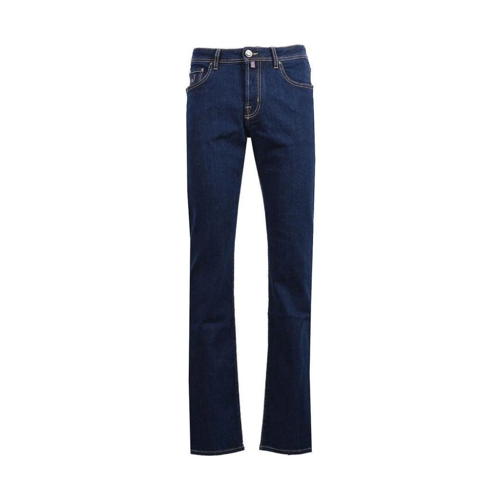 Jacob Cohën Italiaanse Denimkleding met Beige Patch Blue Heren