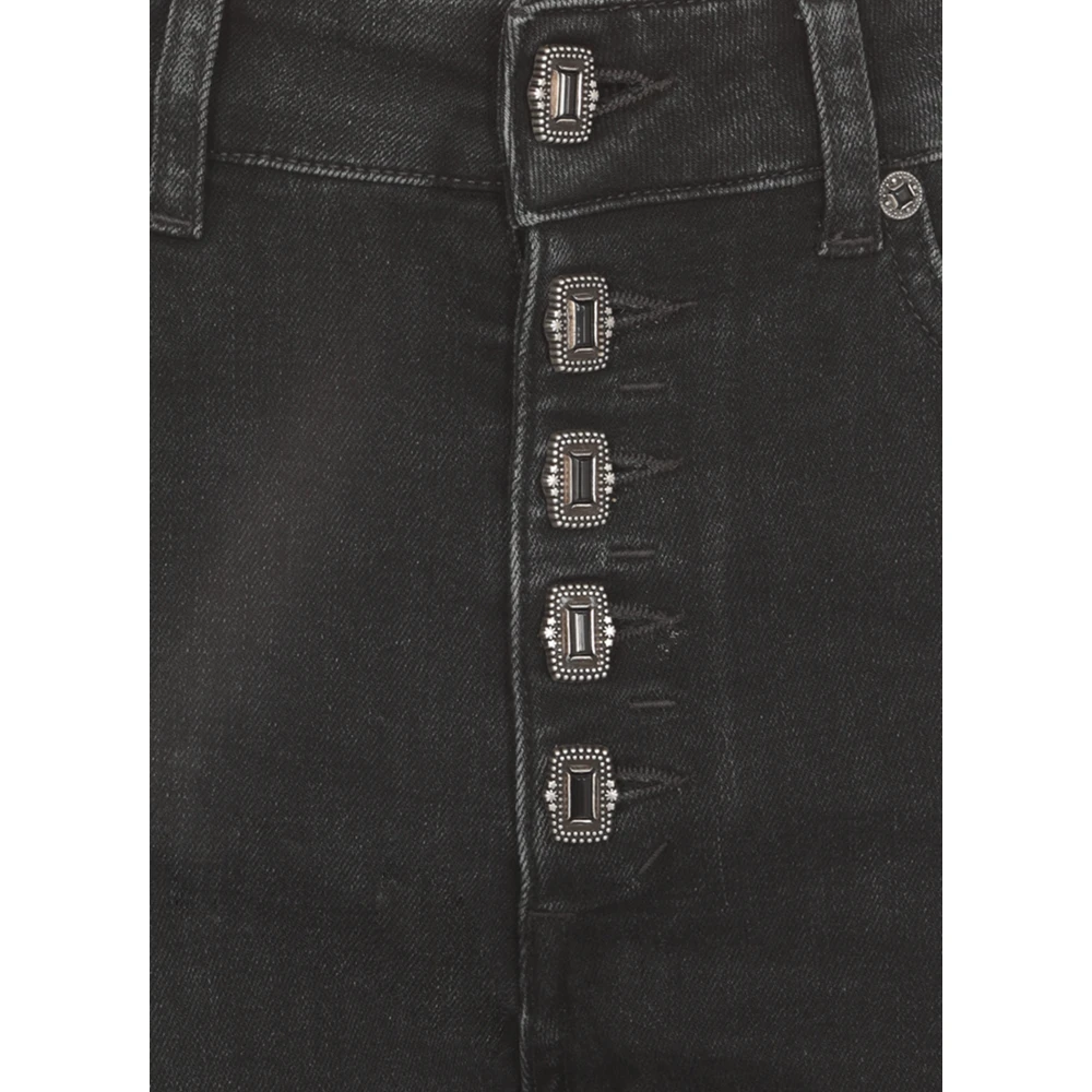 Dondup Zwarte katoenen damesjeans met zakken Black Dames