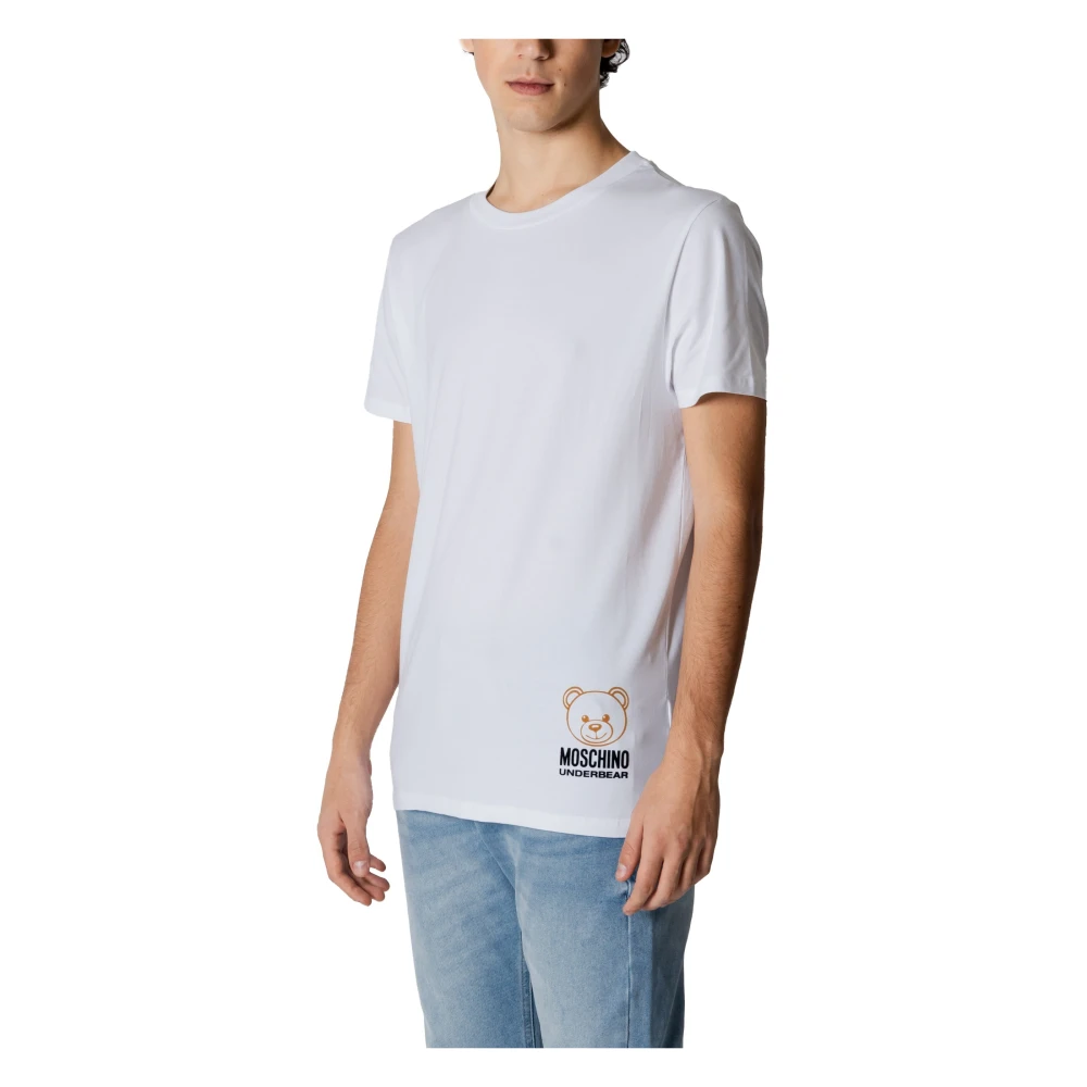 Moschino Wit Bedrukt Poloshirt White Heren