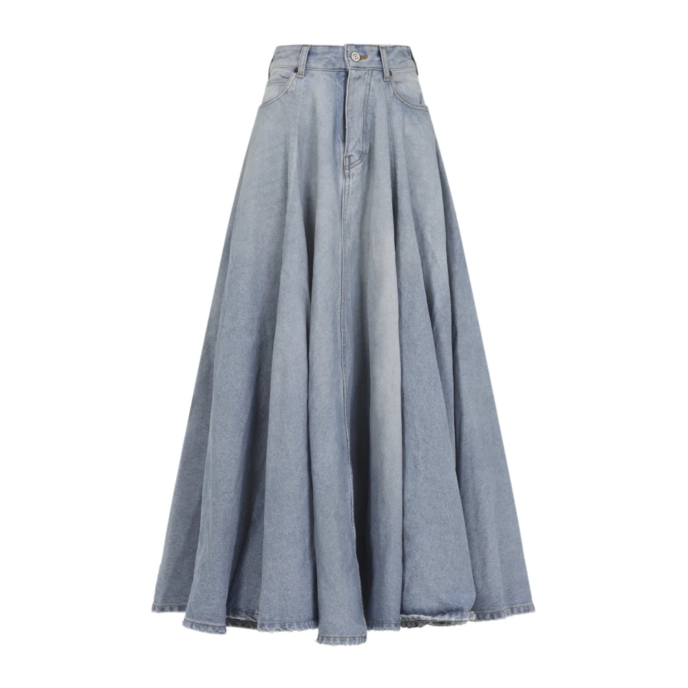 Balenciaga Women's Blue Denim Skirts, M, Godet Maxi Skirt