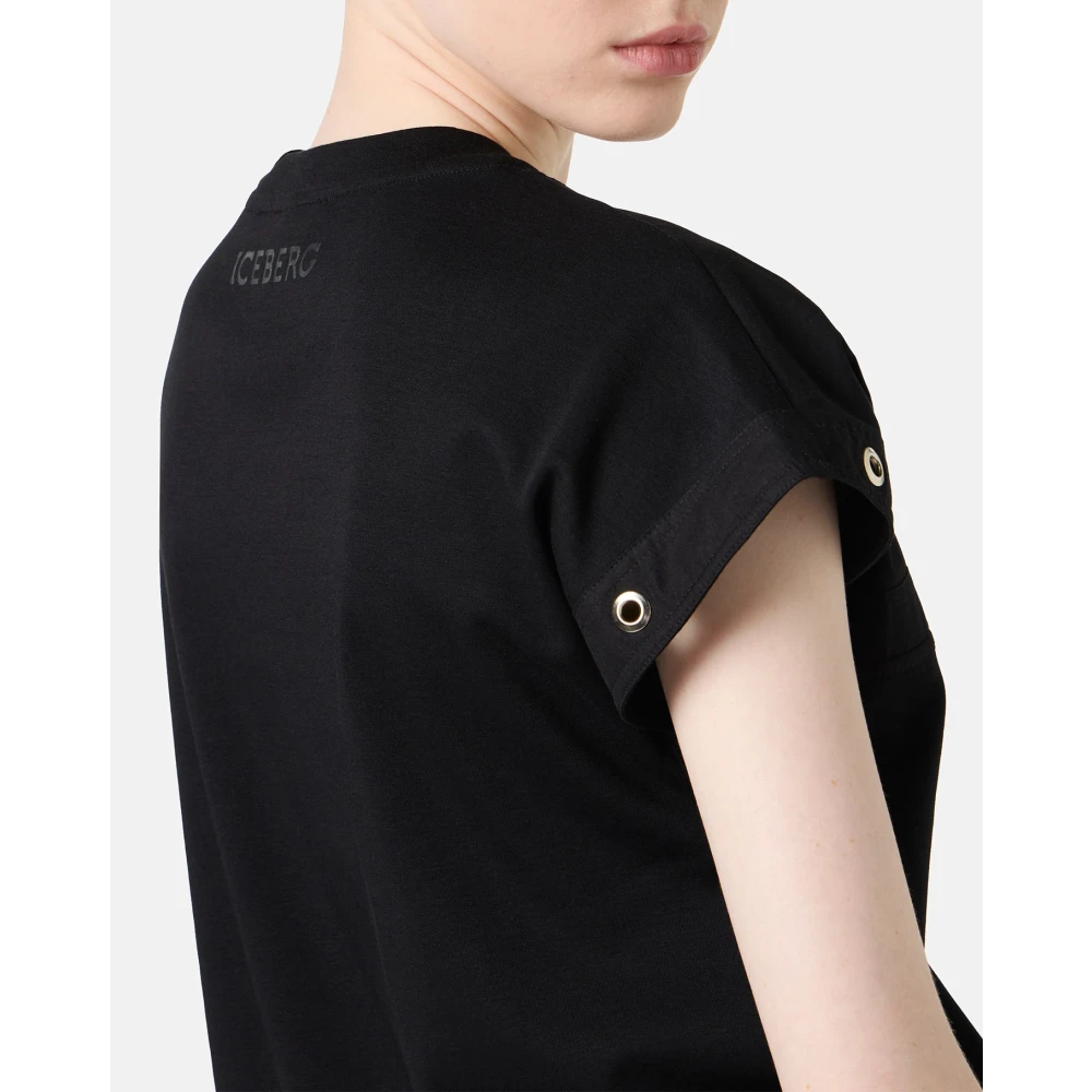 Iceberg Zwart T-shirt van GOTS-gecertificeerde interlockstof Black Dames