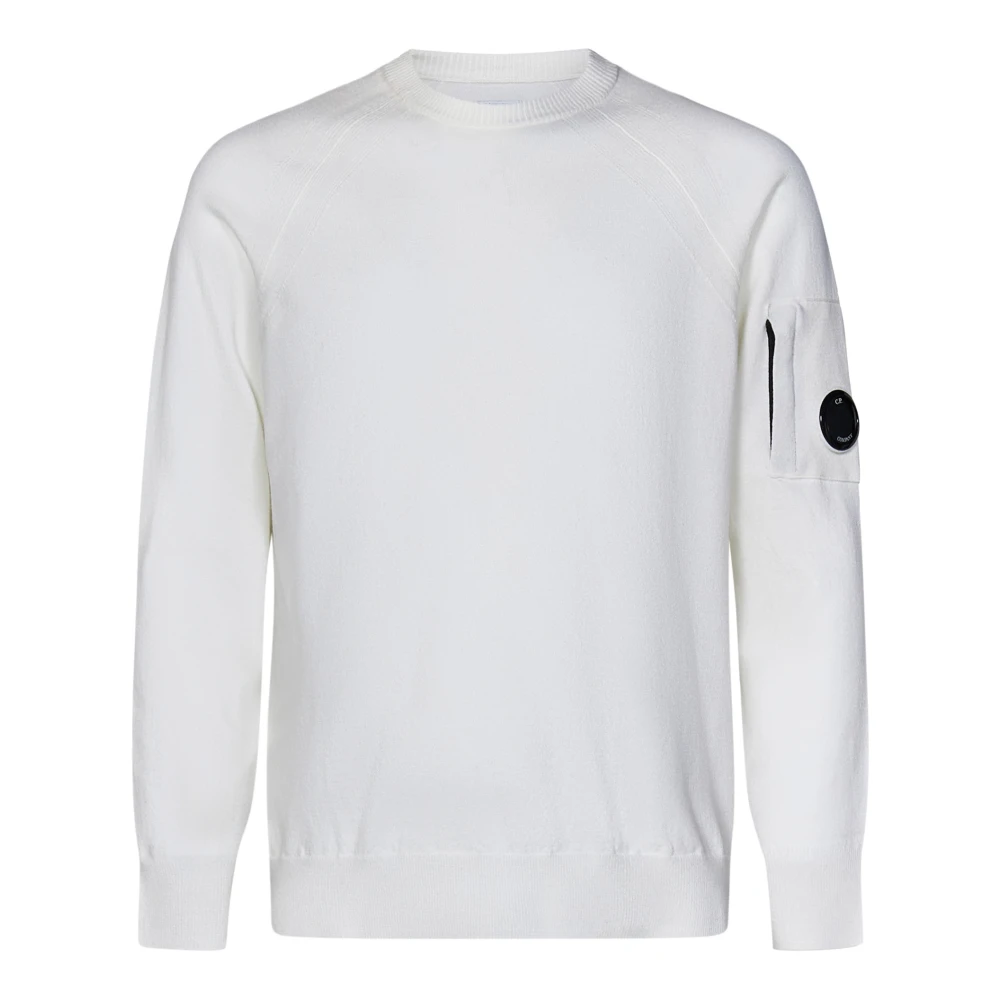 C.p. Company Men's White Round-Neck Knitwear, M, Crewneck Jumper Aw24