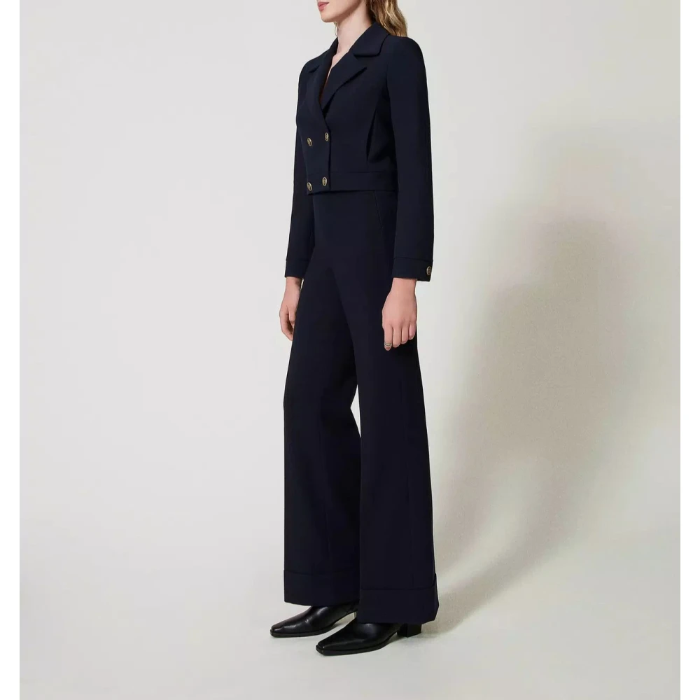 Twinset Hoge taille crepe broek Black Dames
