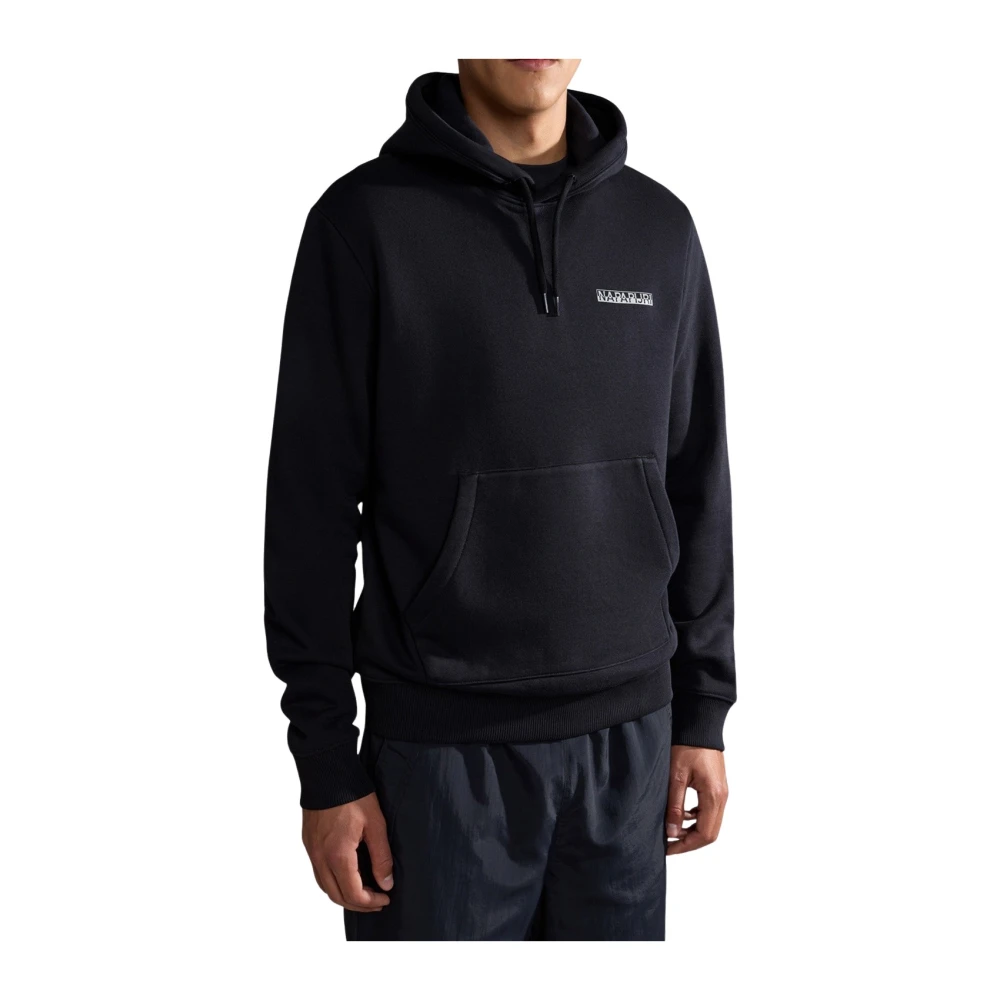 Napapijri Black Adjustable Hoodie - Male - Hoodies - M - Sweatshirts & Hoodies