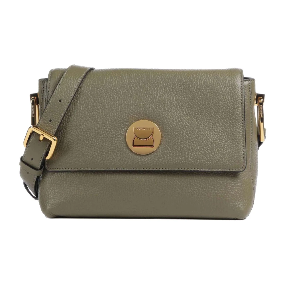 Coccinelle Leren Schoudertas met Gestructureerd Patroon Green Dames