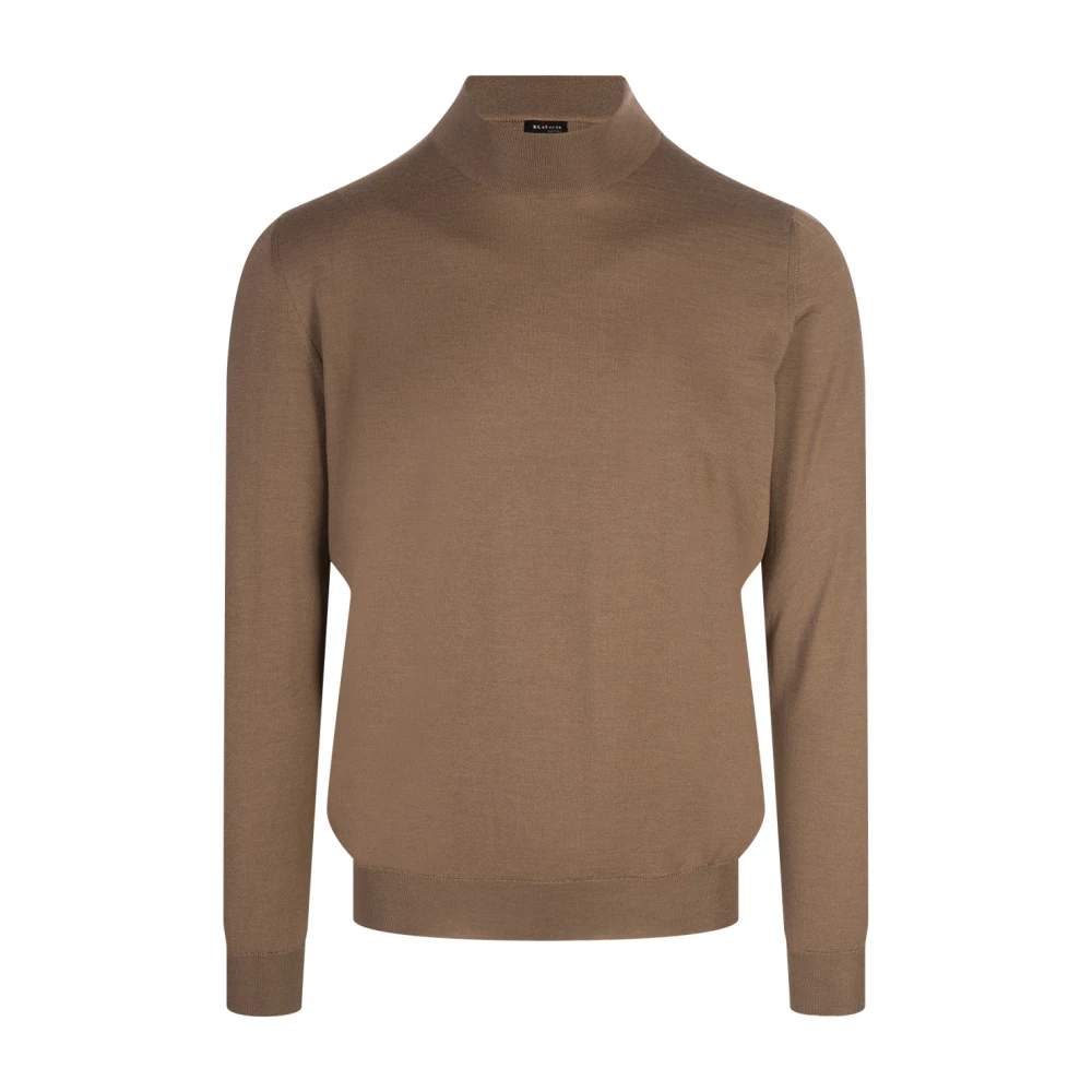 Kiton Zijde Kasjmiermix Bruine Trui Brown Heren