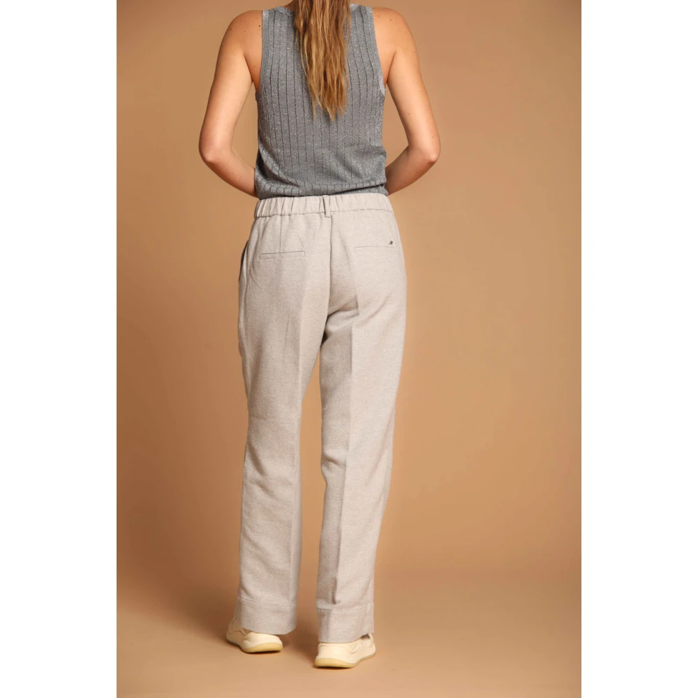 Mason's Gezellige Straight Chino Broek in Wol-Efffect Katoen Gray Dames