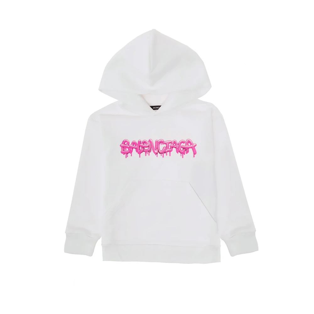 Balenciaga Slime Font Hoodie för modeintresserade White, Flicka