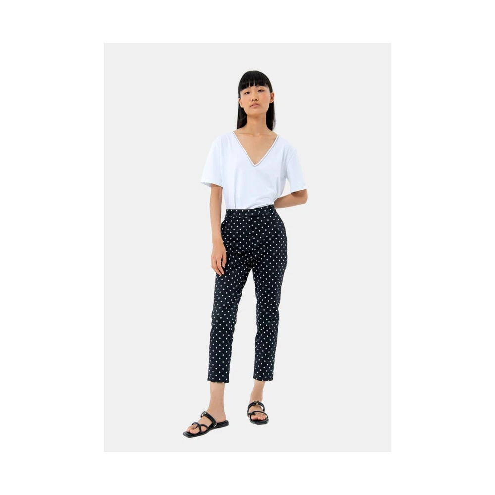 Fracomina Polka Dot Slim Broek Black Dames