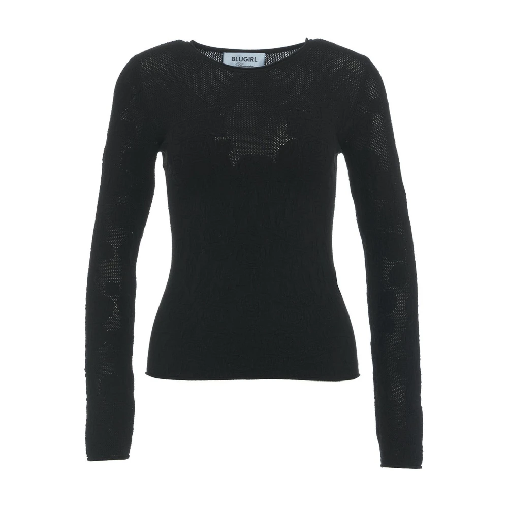 Blugirl Zwart Rozenpatroon Gebreide Kleding Aw24 Black Dames
