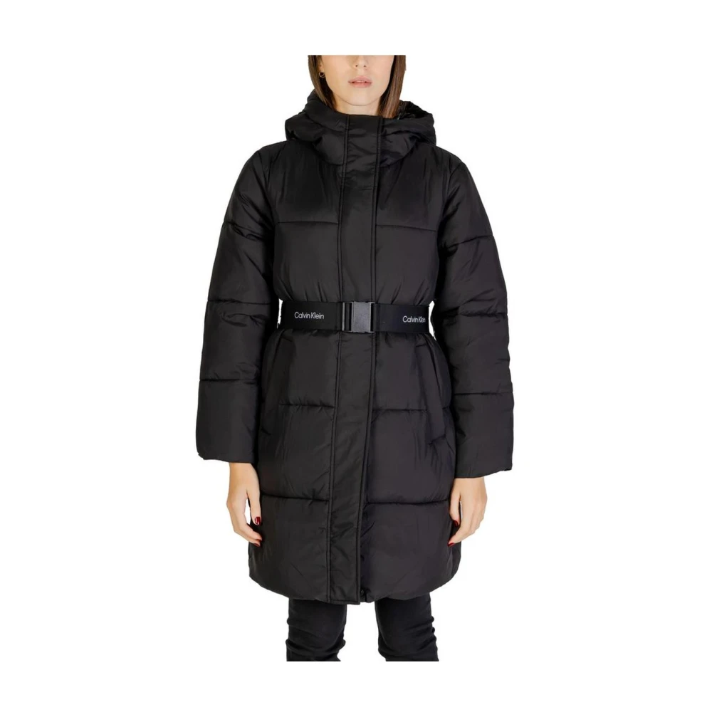 Calvin Klein Jeans Zwarte Hooded Puffer Jas Vrouwen Black Dames