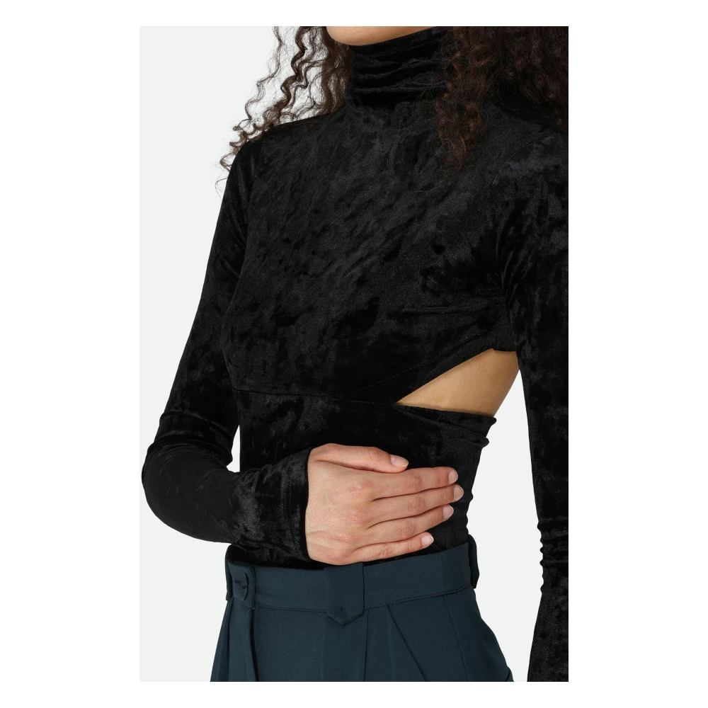 pinko Fluwelen Coltrui met Zijsplitten Black Dames