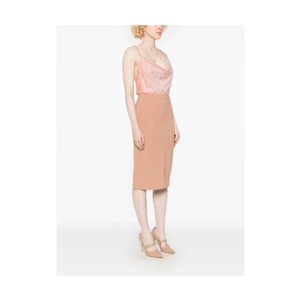Elisabetta Franchi Pailletversierde Cowl Neck Jurk Beige Dames
