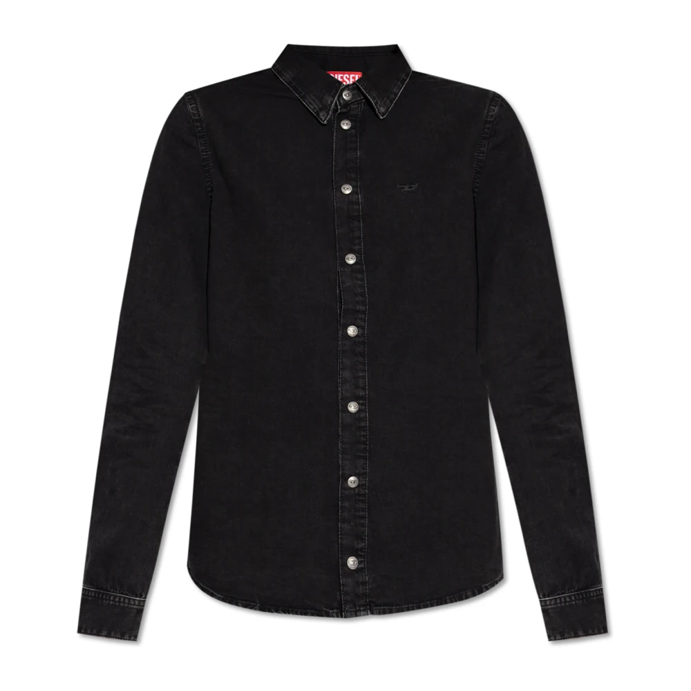 Diesel Kvinno Svart Blusar & Skjortor Dam, M, Denim, Denim Skjorta De-Eazy