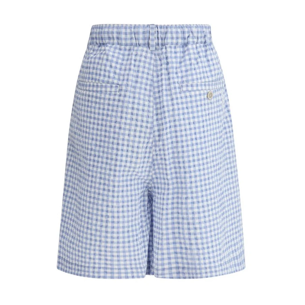 Marni Katoenen Vichy Shorts met Verstelbare Pasvorm Blue Heren