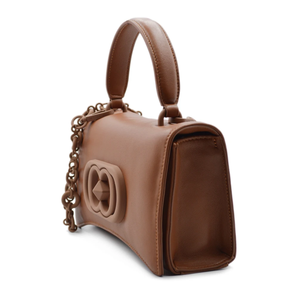 La Carrie Iconische Leren Shopper Tas met Mechanische Sluiting Brown Dames