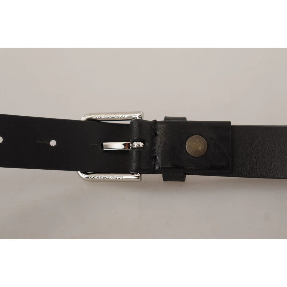 Dolce & Gabbana Elegante zwarte leren riem met metalen gesp Black Unisex