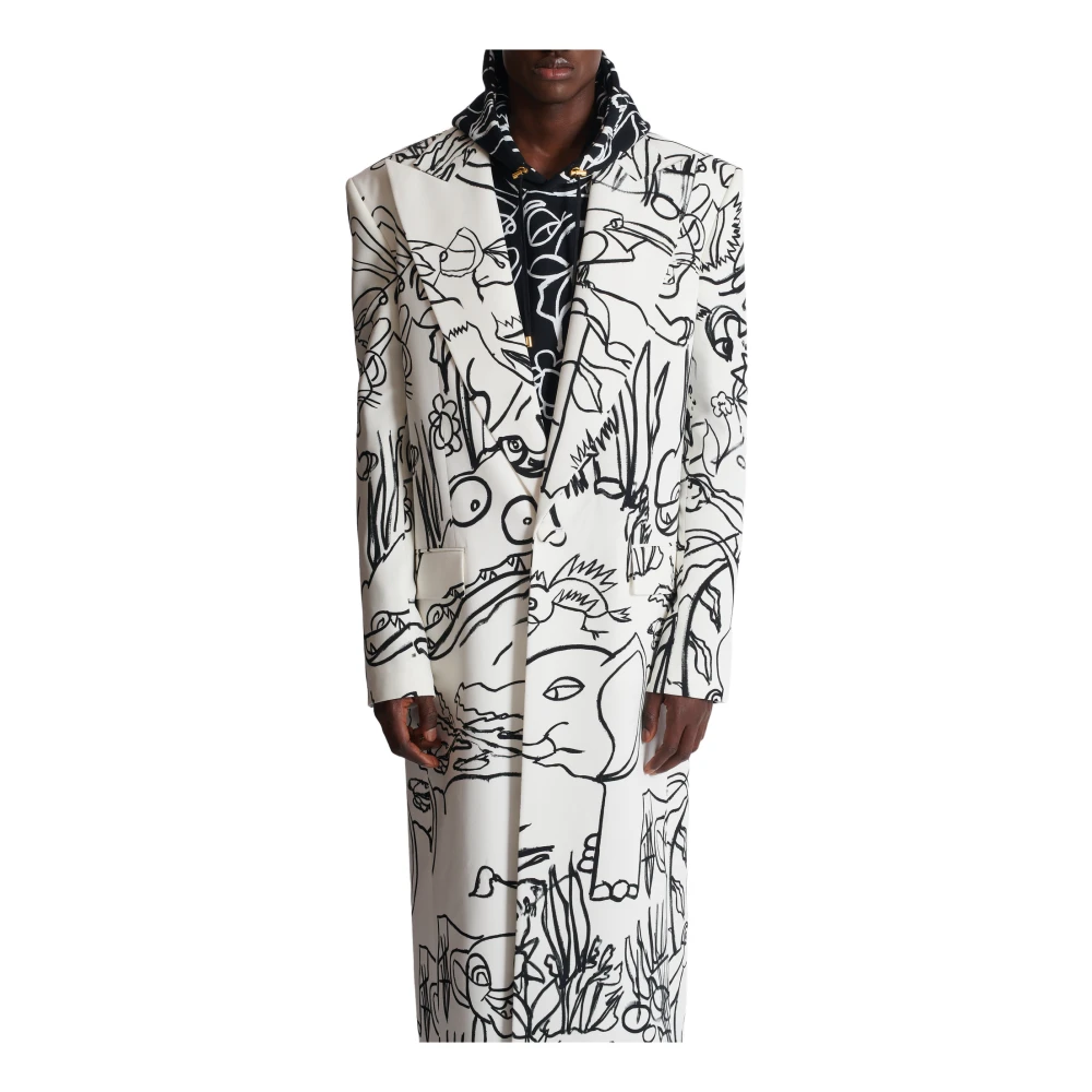 Balmain Disney x : The Lion King Lange kreukelige bedrukte kinderjas White Heren