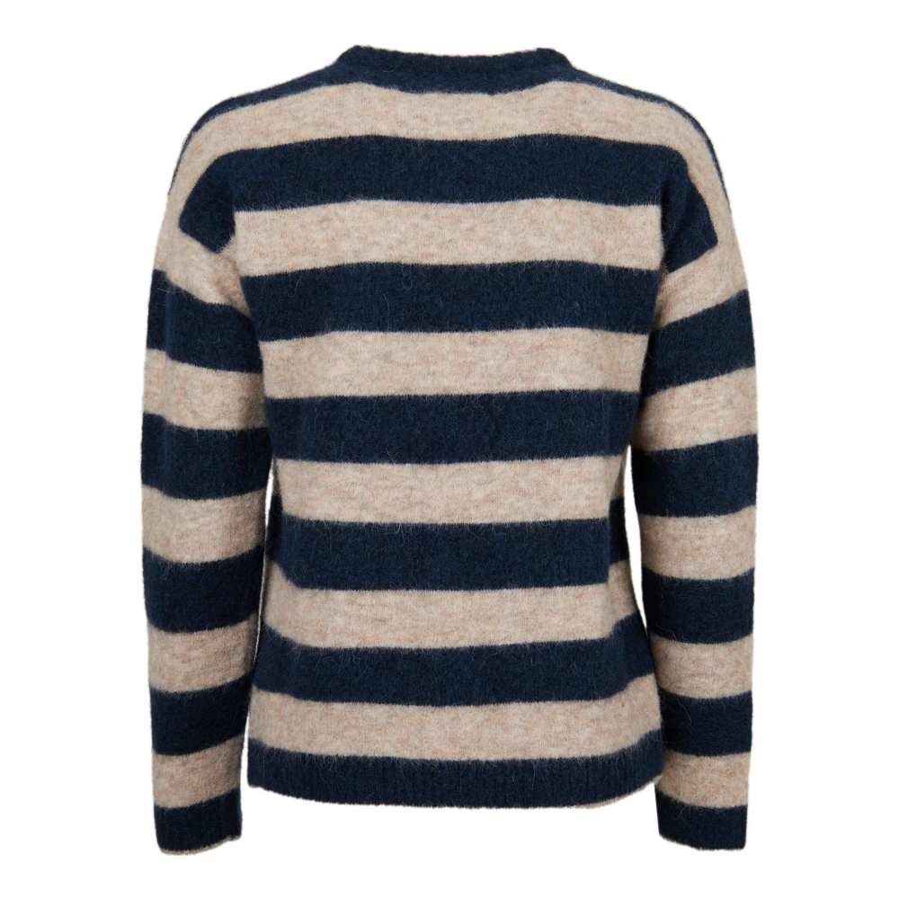 Gallo Blauwe Alpaca Wol Crew-Neck Sweater Multicolor Dames