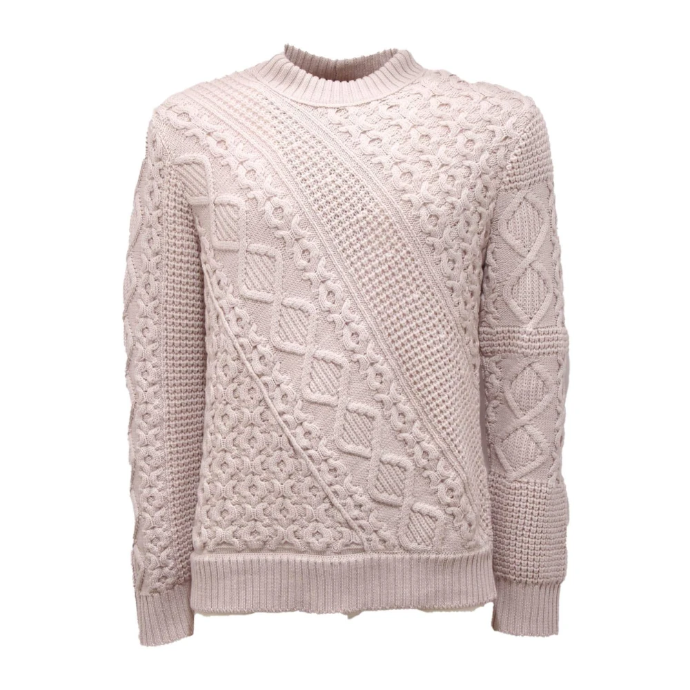 Paolo Pecora Men's White Round-Neck Knitwear, S, Maglione Wool Jumper