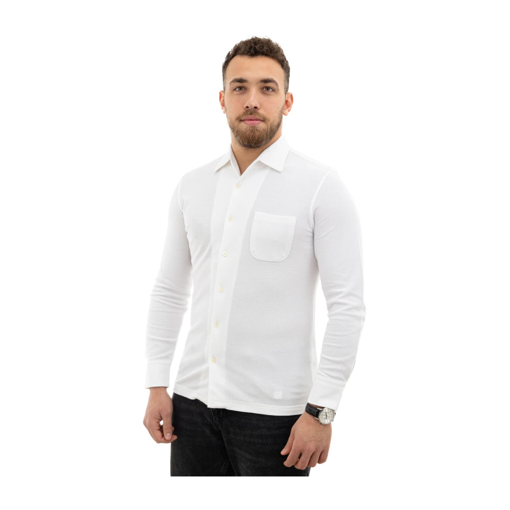 Corneliani Witte Katoenen Overhemd met Zak White Heren