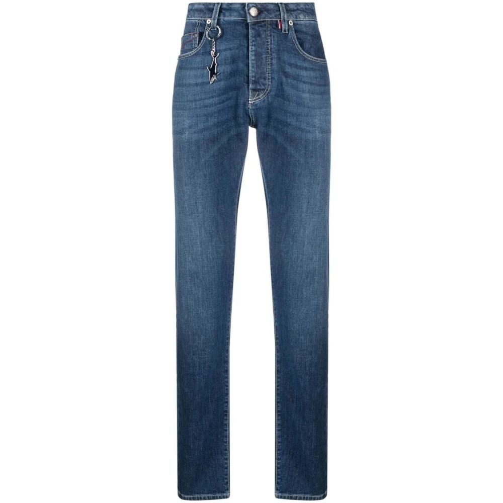 PAUL & SHARK Blauwe Straight Jeans met Rode Klinknagel Blue Heren