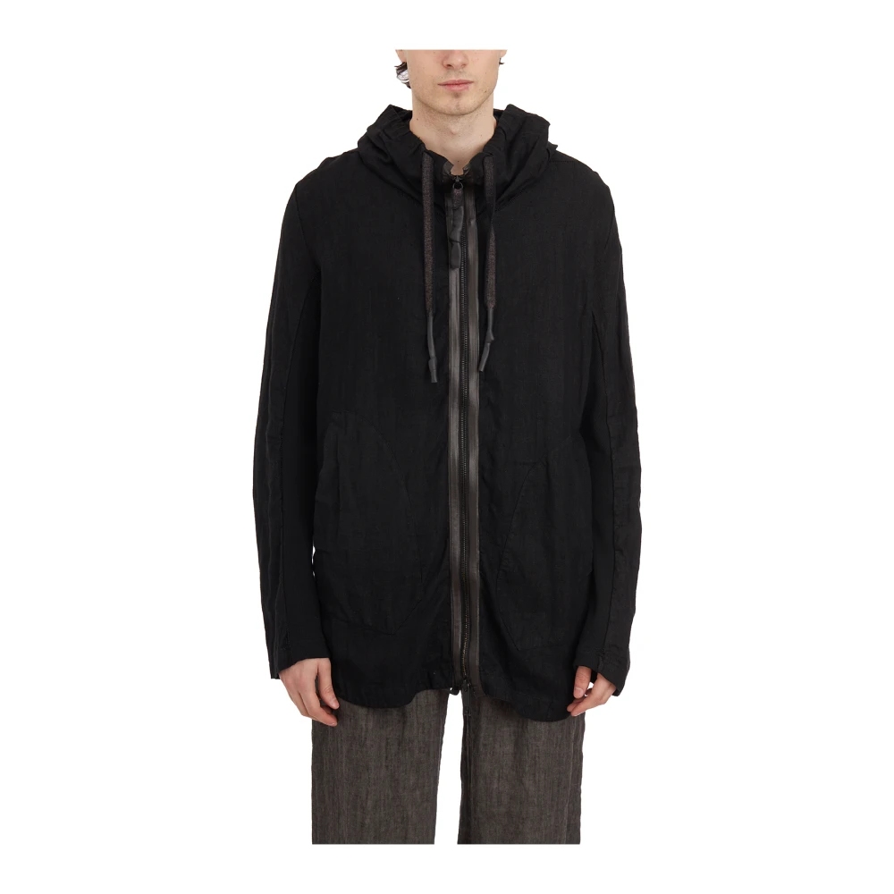 Isaac Sellam Hoodie met rits en kraag Black Heren