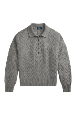 Cable-Knit Ull-Kashmir Polotröja