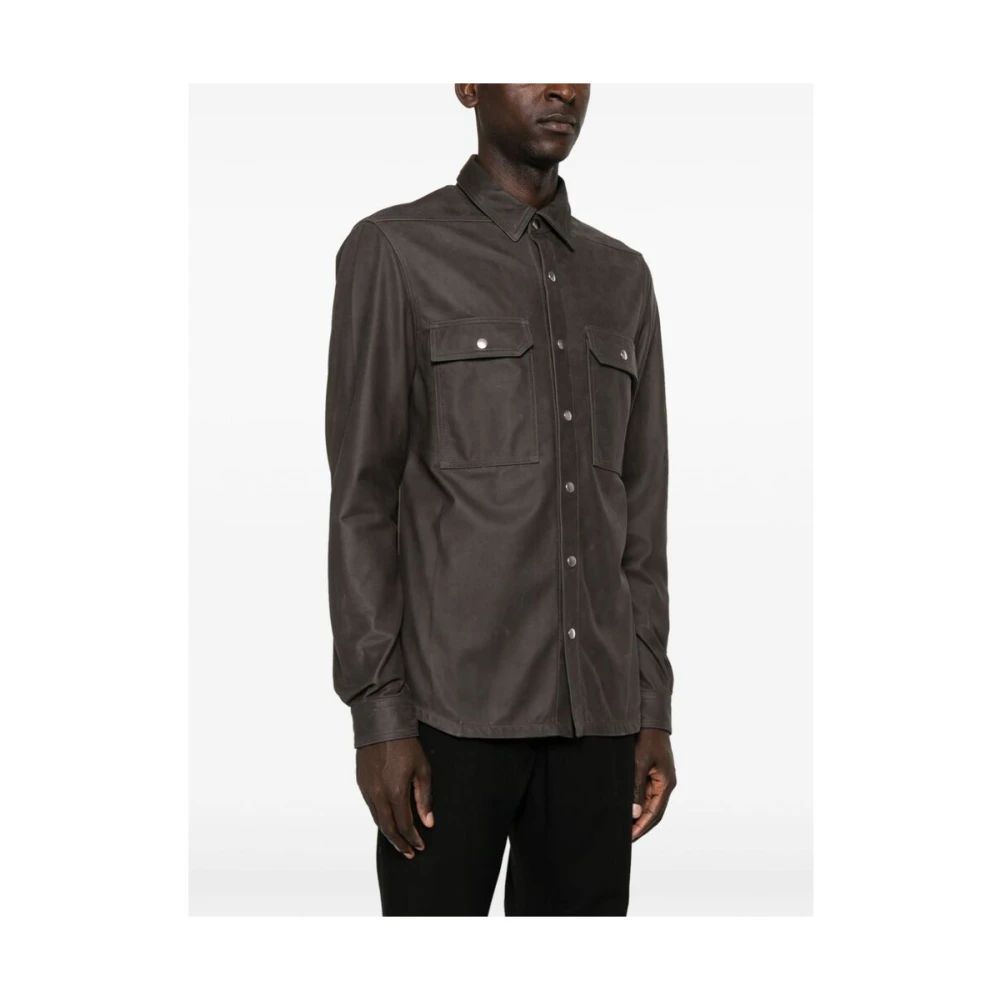 Rick Owens Klassieke leren buitenkleding antraciet grijs Gray Heren