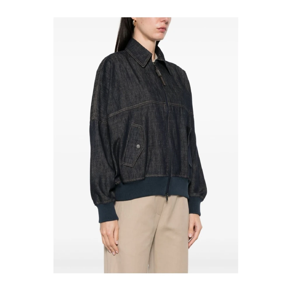 BRUNELLO CUCINELLI Elegante Katoenen Buitenkleding Jas Blue Dames