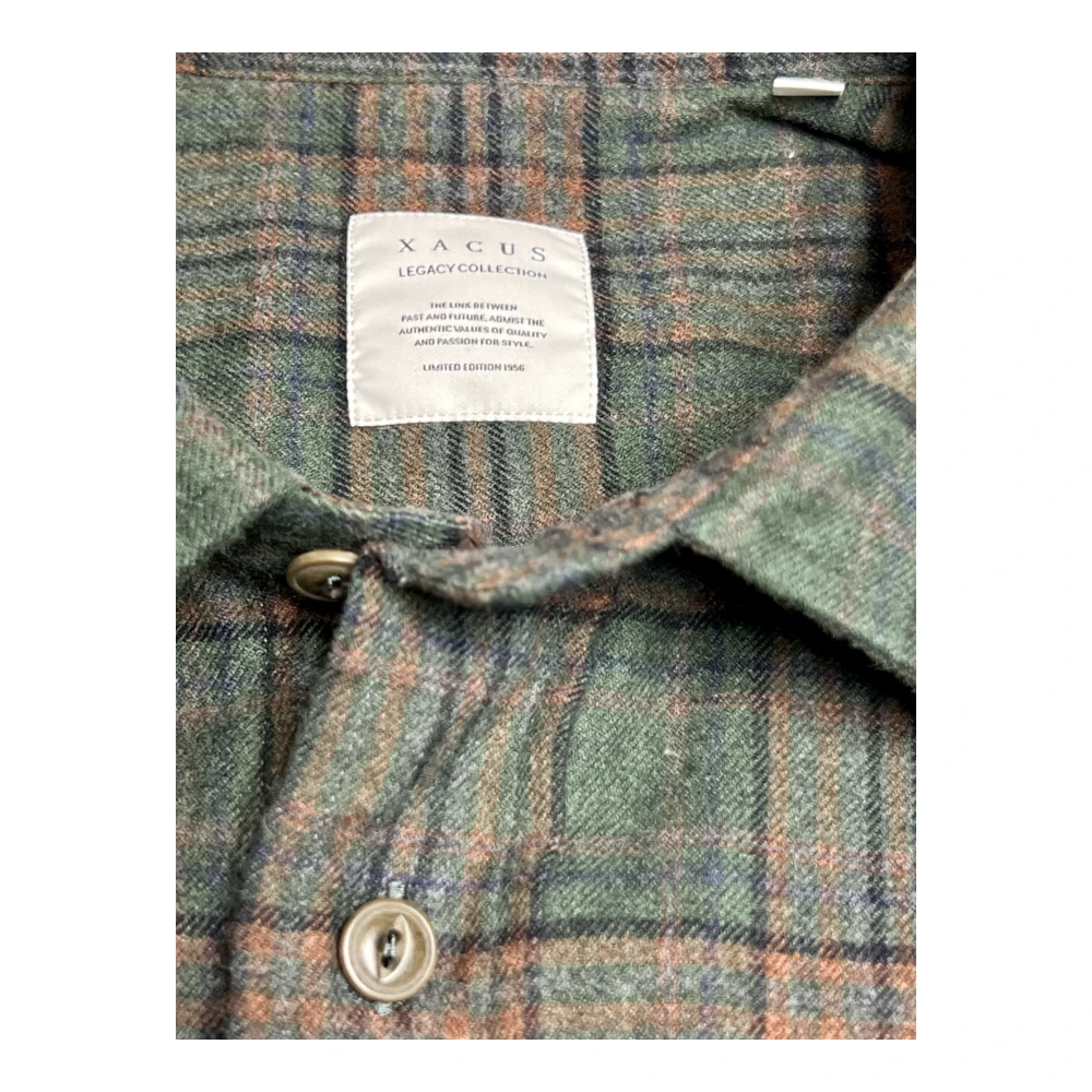 Xacus Flanellen Katoenen Legacy Geruite Shirt Groen Bruin Green Heren