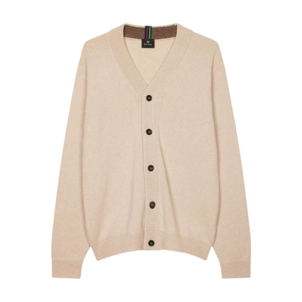 Paul Smith Ecru Merino Wol Vest met Sports Stripe Beige Heren