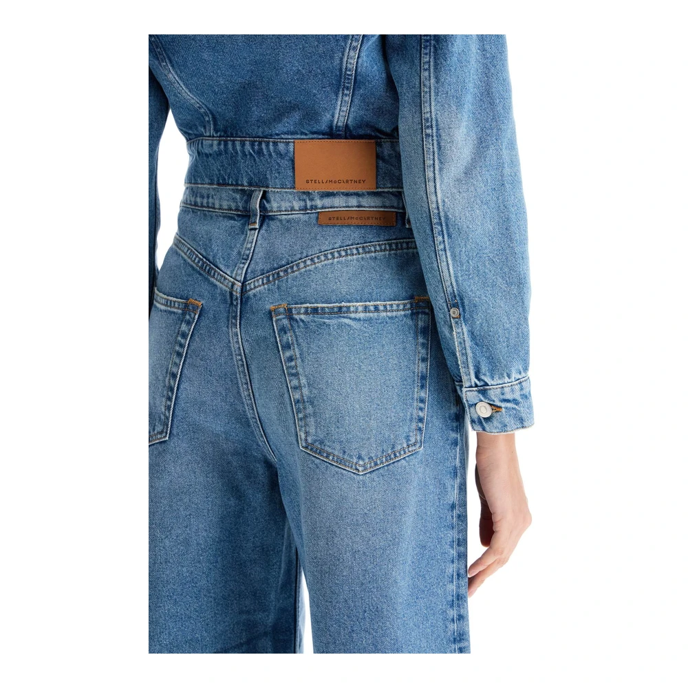 Stella Mccartney Distressed Flared Denim Cropped Jeans Blue Dames