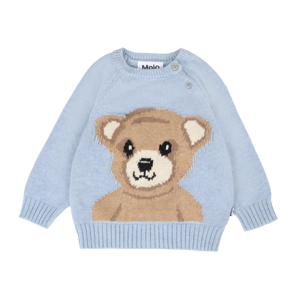 Blue Cotton Blend Sweater with Bear - Molo - Modalova