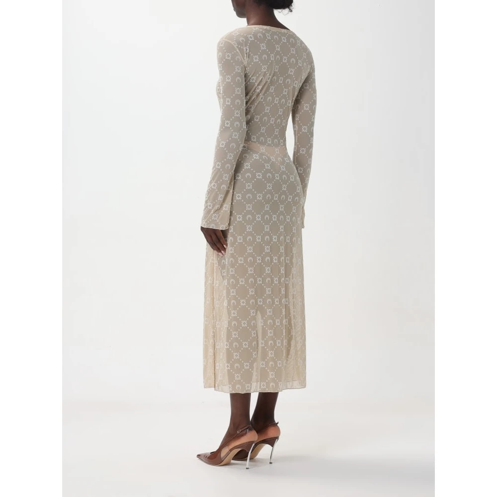 Marine Serre Beige Moongram Mesh Jurk Beige Dames