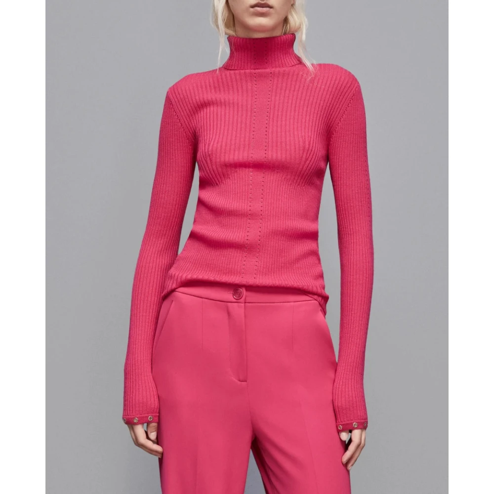 PATRIZIA PEPE Essentiële Trui met Hoge Hals Pink Dames