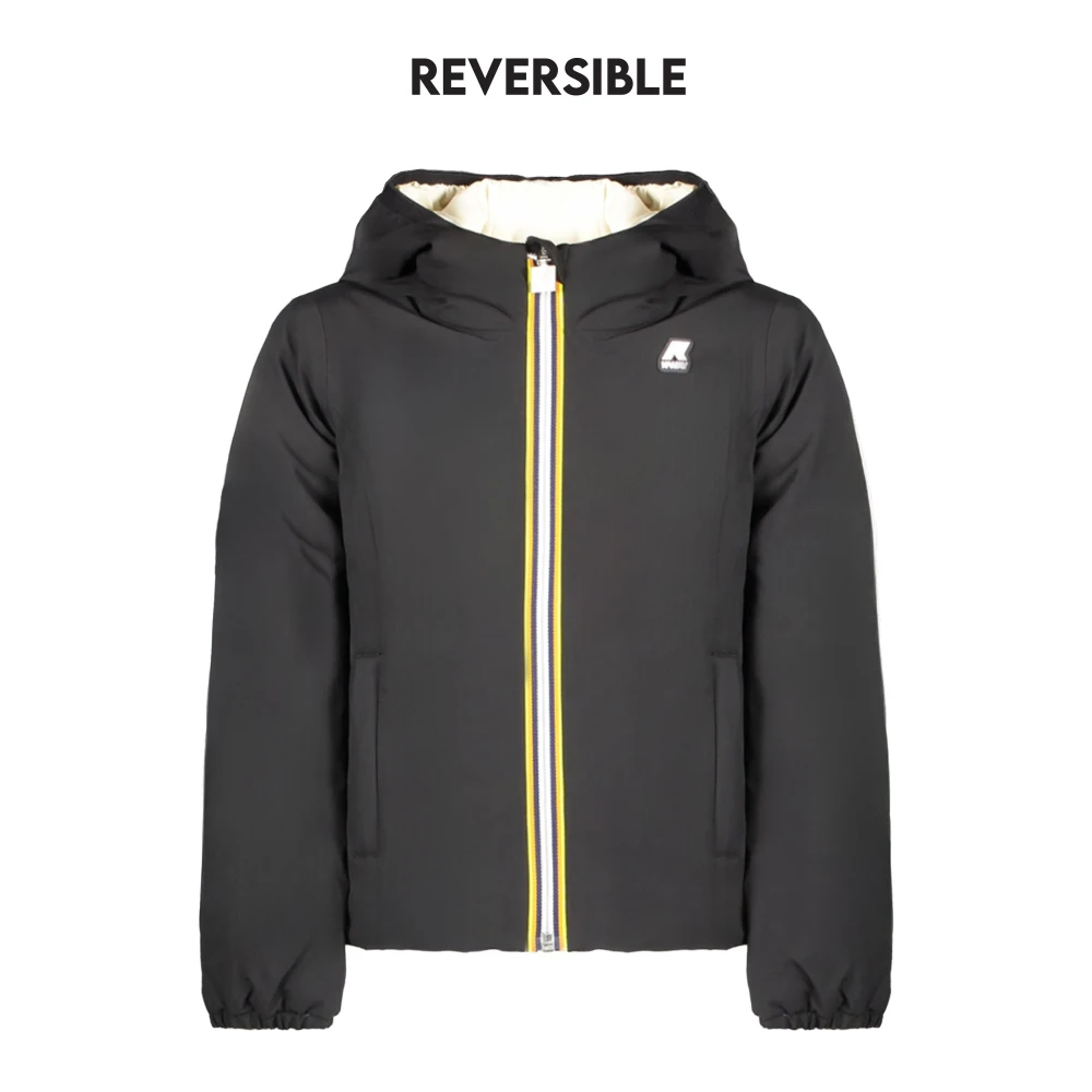 K-Way Unisex Black/Cream Reversible Hooded Jacket